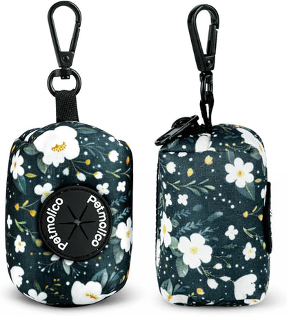 Dog Poop Bag Holder Dispenser 2 Pack, Cyan & Flower