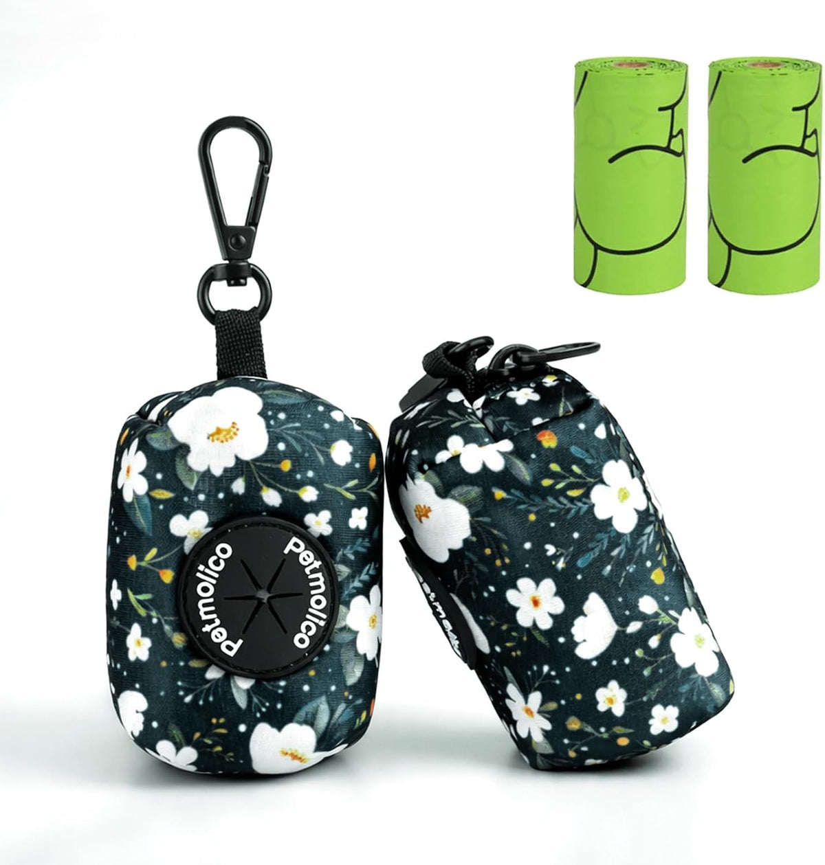 Dog Poop Bag Holder Dispenser 2 Pack, Cyan & Flower
