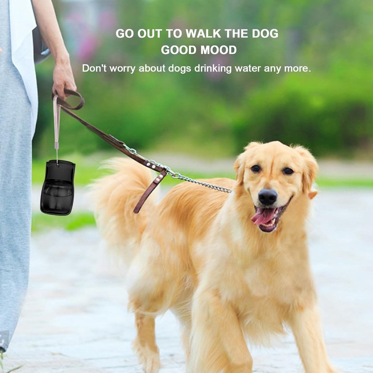 Portable Dog Water Bottle, Foldable Water Bottle for Dog, Black, 12Oz
