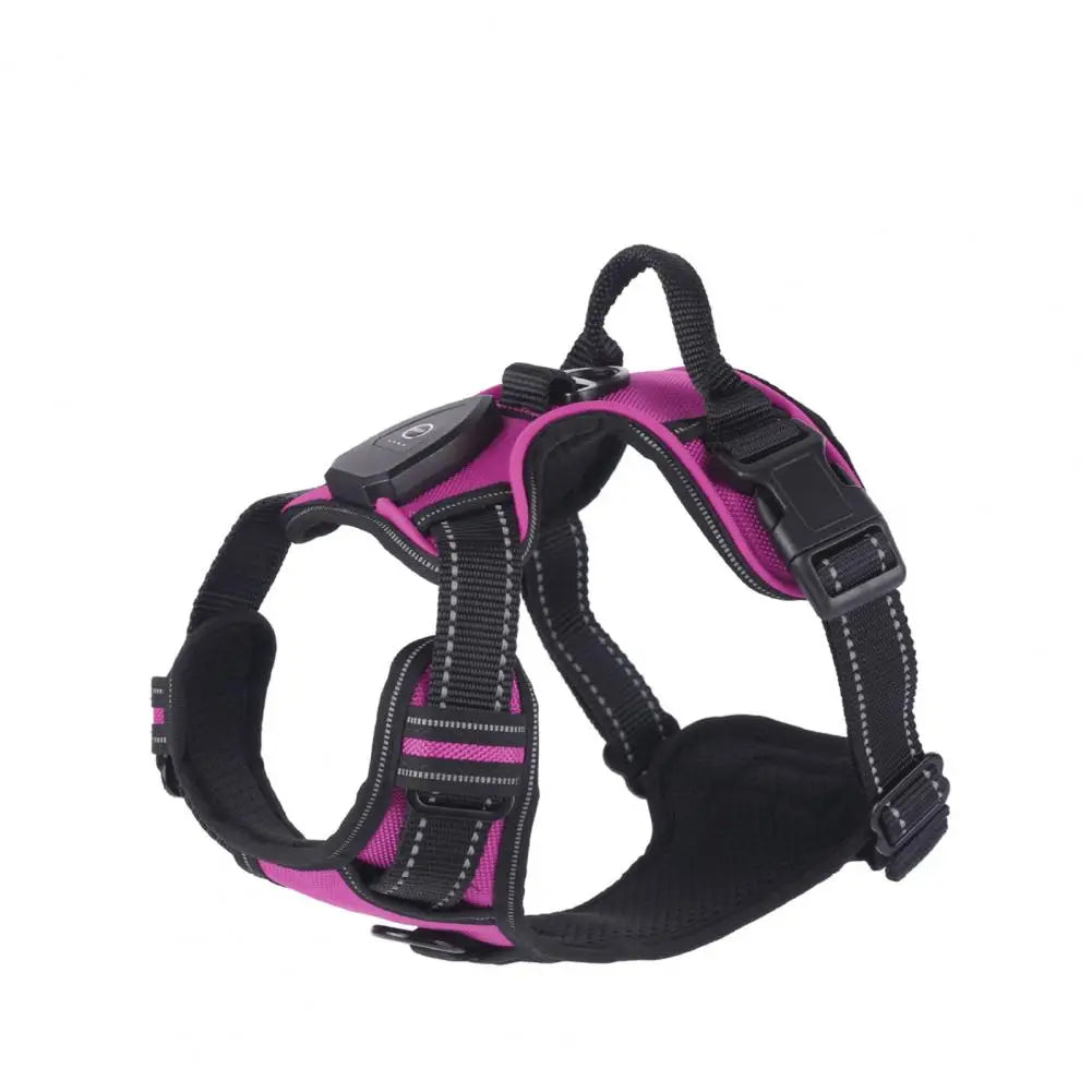 1 Set Luminous Pet Harness Rechargeable LED Lighted Dog Harness Adjustable Glowing Pet Chest Strap for Night Walking
