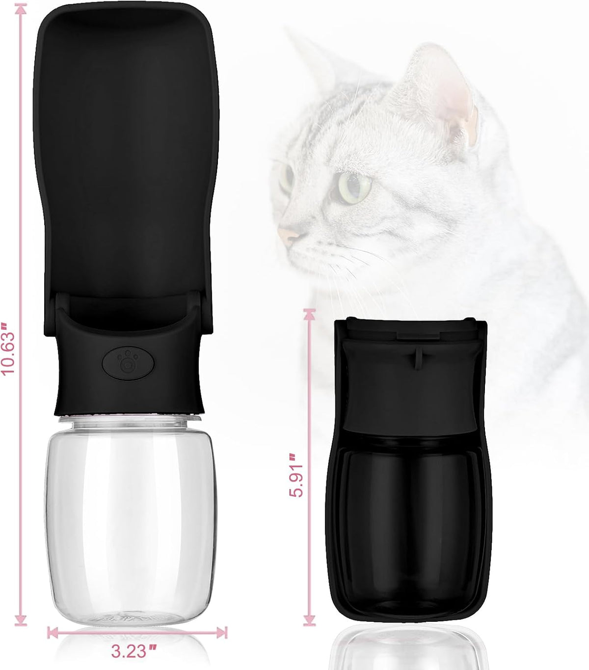 Portable Dog Water Bottle, Foldable Water Bottle for Dog, Black, 12Oz