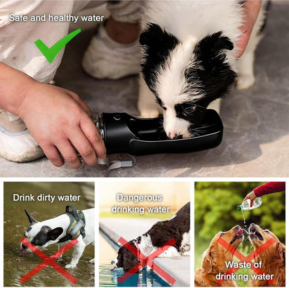 Portable Dog Water Bottle, Foldable Water Bottle for Dog, Black, 12Oz