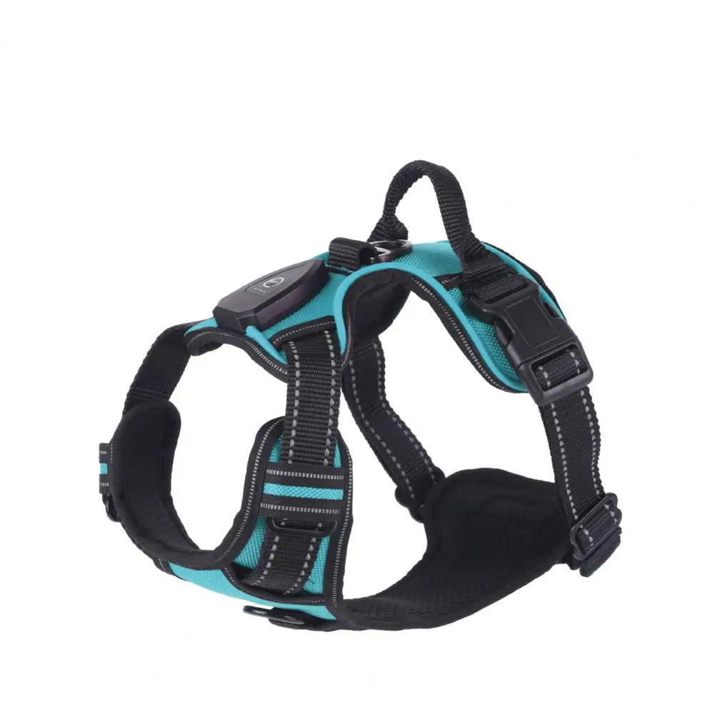 1 Set Luminous Pet Harness Rechargeable LED Lighted Dog Harness Adjustable Glowing Pet Chest Strap for Night Walking