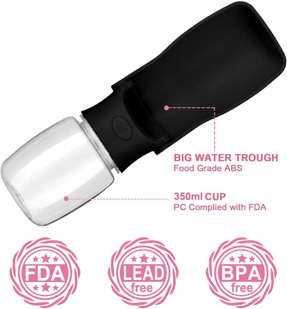 Portable Dog Water Bottle, Foldable Water Bottle for Dog, Black, 12Oz